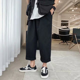 FOESCE Streetwear Mens Korean Fashions  Pants Wide Leg Joggers 2025 Mens Khaki  brown  Black  Loose Japan Style Straight Pants