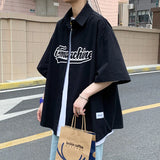 FOESCE Summer hawaiian shirt coat men's Korean fashion versatile ruffian handsome 5-sleeve shirt ins2025 new top camiseta streetwear