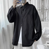 FOESCE Shirt men's long sleeve ins simple and versatile loose Shirt spring and autumn Korean fashion handsome casual imported-china