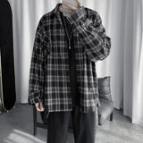 FOESCE Net ins high-grade casual shirt men's Korean fashion ruffian handsome long sleeved plaid with shirt coat imported-china modis