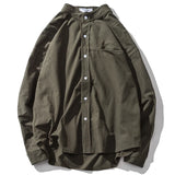 FOESCE Spring and autumn new pure color shirt, men's loose long sleeve shirt, Korean fashion, spring clothes, cool casual and versatile