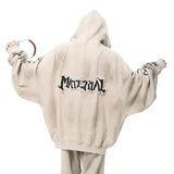 FOESCEStreet Graffiti Hooded Sweatshirt Men's Spring and Autumn Heavyweight American Retro Distressed Pullover Couple Top