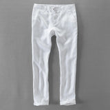 Foesce 100% Quality Pure Linen Casual Pants Men Brand Long Trousers Men Business Fashion Pants For Men Pantalones Pantaloni Un Pantalon
