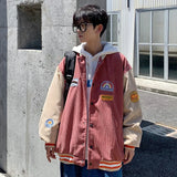 FOESCE Spring and autumn corduroy jacket men's ins tide brand Harajuku style Korean style versatile handsome loose Baseball Jacket