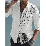 Autumn New Men Shirt Skull Print Fashion Personality Casual Oversize Long Sleeve Dress Loose Shirt For Men Tops Blouse Chemise