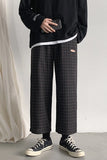FOESCE New men and wild self-cultivation personality stitching retro plaid casual nine overalls pantalon hombre