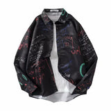 FOESCE Graffiti Floral Shirt Long Sleeve Shirt Men's autumn and winter graffiti printed shirt men's and women's cardigan shirt men's