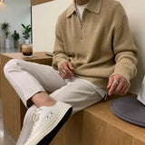 FOESCE Half-zip Men's Sweater Autumn/winter Japanese Style Casual Knitted Top Loose Fit Casual Clothing New Spring/autumn