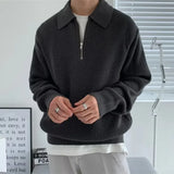 FOESCE Half-zip Men's Sweater Autumn/winter Japanese Style Casual Knitted Top Loose Fit Casual Clothing New Spring/autumn