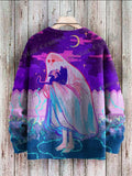 FOESCE Halloween Ghost Black Cat Art Pattern 3D Printed Men's Knitted Pullover Winter Unisex Casual Warm Knit Pullover Sweater ZZM65