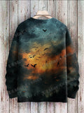 FOESCE Halloween Ghost Black Cat Art Pattern 3D Printed Men's Knitted Pullover Winter Unisex Casual Warm Knit Pullover Sweater ZZM65