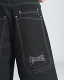 FOESCE Harajuku Embroidery Pattern Hip Hop Retro Black Gym Basketball Shorts Sweatpants Y2k Shorts Men Fashion Denim Shorts Streetwear