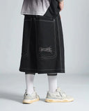 FOESCE Harajuku Embroidery Pattern Hip Hop Retro Black Gym Basketball Shorts Sweatpants Y2k Shorts Men Fashion Denim Shorts Streetwear