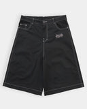 FOESCE Harajuku Embroidery Pattern Hip Hop Retro Black Gym Basketball Shorts Sweatpants Y2k Shorts Men Fashion Denim Shorts Streetwear