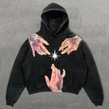 FOESCE Harajuku Oversized Gothic Dragon Print Hoodies Women Hoodie Streetwear Sweatshirt Y2k Tops Gothic Clothes Grunge Women Clothing