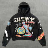 FOESCE Harajuku Oversized Letter Hoodies Women Streetwear High Quality Hoodie Vintage High Street Sweatshirt Goth Y2k Men Clothing