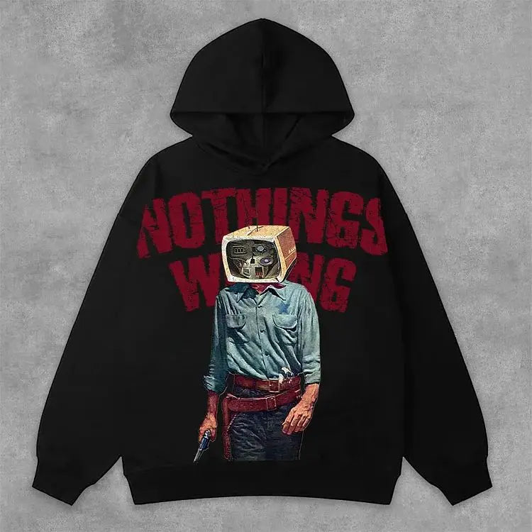 FOESCE Harajuku Oversized Letter Hoodies Women Streetwear High Quality Hoodie Vintage High Street Sweatshirt Goth Y2k Men Clothing