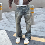 FOESCE Harajuku Streetwear Washed Dirty Baggy Blue Jeans for Men and Women Straight Vintage Casual Denim Trousers Ropa Hombre Cargos