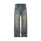 FOESCE Harajuku Streetwear Washed Dirty Baggy Blue Jeans for Men and Women Straight Vintage Casual Denim Trousers Ropa Hombre Cargos