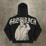 FOESCE Harajuku Stylish Retro Skull Print hoodies women graphic American y2k top oversized hoodie Couples streetwear goth women clothes