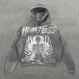 FOESCE Harajuku Stylish Retro Skull Print hoodies women graphic American y2k top oversized hoodie Couples streetwear goth women clothes