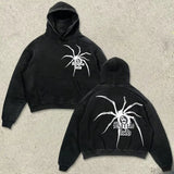 FOESCE Harajuku Stylish Retro Skull Print hoodies women graphic American y2k top oversized hoodie Couples streetwear goth women clothes