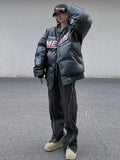 FOESCE Harajuku new american style baseball jacket oversized leather motorcycle jackets women thick cotton winter coat women down coats