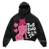 FOESCE Harajuku streetwear men Oversized angel Print Hoodies Women Tops tracksuit men Couples Sweatshirt Goth Y2k Clothes men clothing