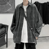 FOESCE Long Sleeve Plaid Shirt Men's casual Shirt high quality shirts men clothing japanese streetwear fashion The new listing 2025