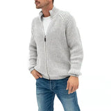 Autumn Winter Fashion Men Sweater Coat Zipper Cardigan Casual Long Sleeve Stand-up Collar Thick Outwear Knitted Jacket For Male