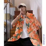 FOESCE brand shirt men's couple's Hawaiian Flower short sleeve coat fashion Korean summer quarter sleeve harajuku shirts for men 2025