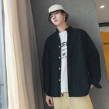 FOESCE Spring and autumn new pure color shirt, men's loose long sleeve shirt, Korean fashion, spring clothes, cool casual and versatile