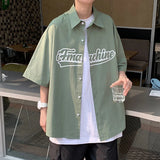 FOESCE Summer hawaiian shirt coat men's Korean fashion versatile ruffian handsome 5-sleeve shirt ins2025 new top camiseta streetwear