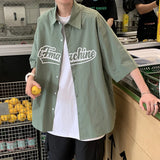 FOESCE Summer hawaiian shirt coat men's Korean fashion versatile ruffian handsome 5-sleeve shirt ins2025 new top camiseta streetwear
