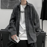 FOESCE Long Sleeve Plaid Shirt Men's casual Shirt high quality shirts men clothing japanese streetwear fashion The new listing 2025