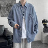 FOESCE Shirt men's long sleeve ins simple and versatile loose Shirt spring and autumn Korean fashion handsome casual imported-china