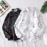 FOESCE Graffiti Floral Shirt Long Sleeve Shirt Men's autumn and winter graffiti printed shirt men's and women's cardigan shirt men's