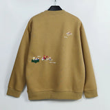 FOESCE Heavy Weight Round Neck Sweatshirt Men's Hoodies New spring Cotton Cartoon Knitted embroidery Mix match freely Pullover