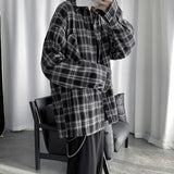 FOESCE Net ins high-grade casual shirt men's Korean fashion ruffian handsome long sleeved plaid with shirt coat imported-china modis
