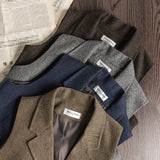 FOESCE Men's Retro Herringbone Pattern Vest Men's Suit Collar Vest Slim-fit Tweed Vest Wedding Vest Men