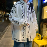 FOESCE Hand painted graffiti shirt men's design sense of minority advanced sense of leisure Hong Kong style shirt hiphop fried Street