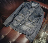 FOESCE High Quality Men's Denim Jacket Pockets Decors Fashion Spring Autumn Jacket Coat Trendy Retro Style Loose Fit Denim Clothes Top