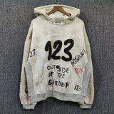 FOESCE Hikigawa Vintage Letter Print Contrast Color Tops Women Loose Casual Harajuku Long Sleeve Hoddies All Match Sweatshirts