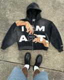 FOESCE Hip-hop Trendy Streetwear Y2K Harajuku American Retro Letter Print Zipper Hoodie Men's Punk Casual Colorful Oversized Sweatshirt