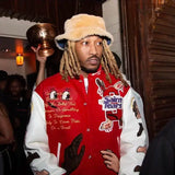 FOESCE Hip-hop high-density letter embroidery jacket bumpy filled star cotton coat winter trendy style men's and women's couple jackets