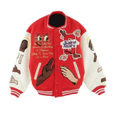 FOESCE Hip-hop high-density letter embroidery jacket bumpy filled star cotton coat winter trendy style men's and women's couple jackets