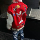 FOESCE Hip-hop high-density letter embroidery jacket bumpy filled star cotton coat winter trendy style men's and women's couple jackets