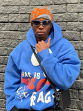 FOESCE Hip hop long sleeved pocket men's and women's streetwear Harajuku aesthetics Y2K women's hoodie letter print punk loose 2000s