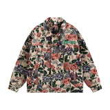 FOESCE Hong Kong style artistic embroidered jacket for men's spring and autumn loose fitting trendy denim jacket