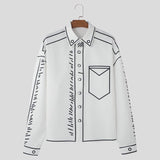FOESCE Handsome Men Tops 2025 Manga Cartoon Printed Line Shirt Fashion Male Streetwear Hot Sale Loose Long Sleeved Blouse S-5XL